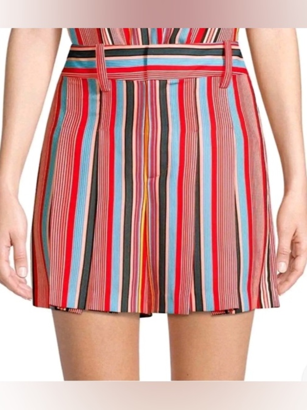 Alice + Olivia Striped Pleated Flutter Shorts Multicolor Size 6